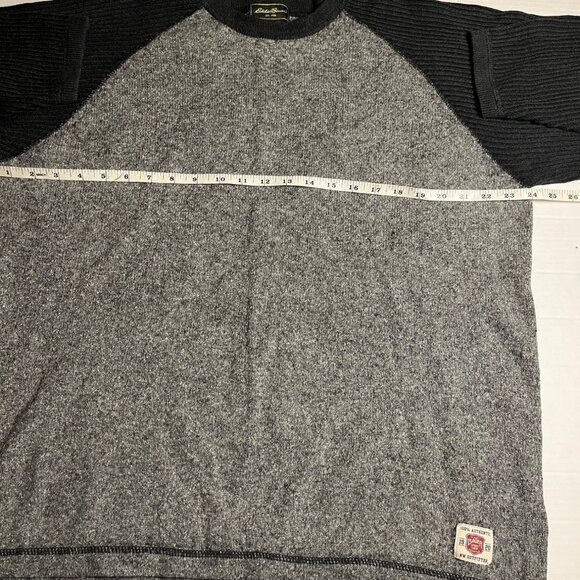 Eddie Bauer Mens XL Lambs Wool Blend Sweater Casual Outdoor Style Gray & Black - Picture 8 of 10